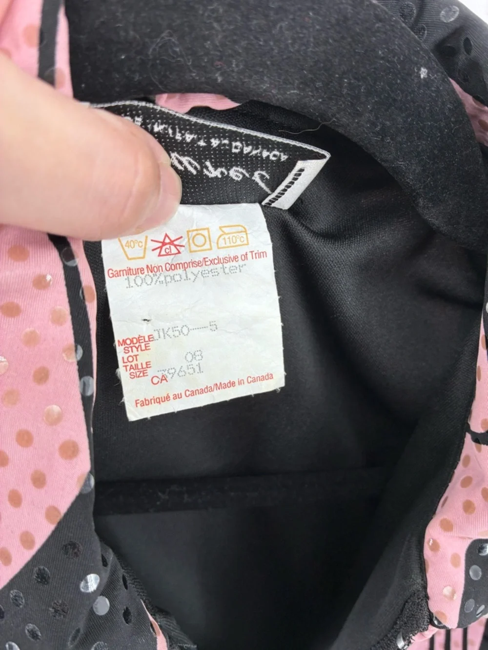 Vintage Abstract Pink & Black Zip Front Party Jacket Reflective Details - Picture 7 of 12